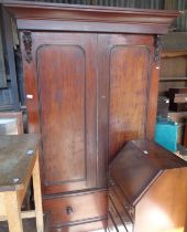 Victorian mahogany two-door wardrobe armoire