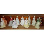 10 various Royal Worcester china figurines