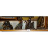 Four various bronzed figures, inc. mermaids