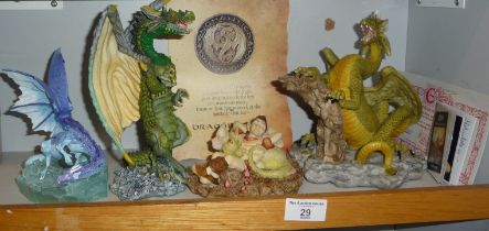 Two Enchantica dragons and two others, COA, and boxes
