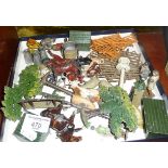 Britains farm animals, figures and fences etc., inc. trotting cart