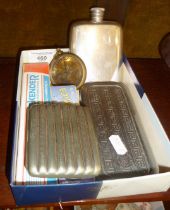 Rolls Razor, cigarette case, boxed harmonicas and a hip flask