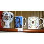 Wedgwood Winston Churchill mug, similar for Princess Anne and a Denby Charles & Diana goblet