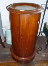 Victorian mahogany round pot cupboard with marble inset top