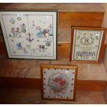 Three framed contemporary tapestry pictures