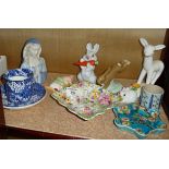 Midwinter chintz china dish, a Longwy china dish, a Russian rabbit and other items (10)