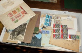 Assorted loose stamps and early 1st Day covers, c. 1950's and an album of Victorian postmarks