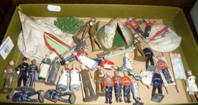 Johillco, Charbens, Britains and other diecast figures, many WW1 Army Medical Corps, with doctors,