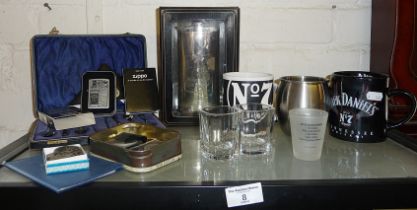 Collection of Jack Daniels advertising items, inc. two Zippo lighters, etc.