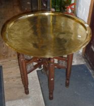Middle Eastern brass topped folding table