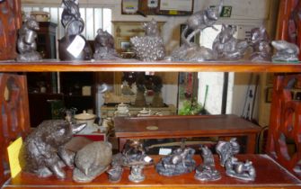Collection of small bronzed animal figures (18), inc. mice and rats