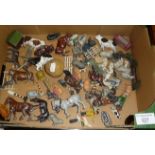 Collection of lead farm animals, figures and fences, etc.