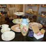 Old Tupton ware vase, Corona ware Rosetta dessert set, and Paragon "Woodland Bluebell" tea cups