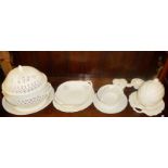 Quantity of Leedsware Classical creamware china, inc. lidded serving bowls, basket dish, a box and a