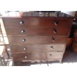 19th c. mahogany chest of drawers having 4 graduated and 2 small drawers above and
