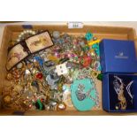 Vintage and modern jewellery, inc. Swarovski necklaces, greenstone bracelet, silver fob, etc.