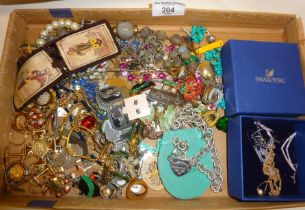 Vintage and modern jewellery, inc. Swarovski necklaces, greenstone bracelet, silver fob, etc.
