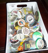 Collection of vintage and retro badges from the 1970s and 80s