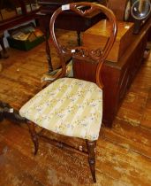 Pretty Edwardian bedroom chair with floral tapestry seat