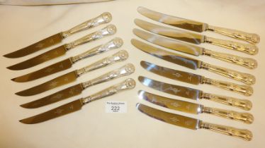 Set of four table knives, four dessert knives and six matching steak knives, in the King's pattern