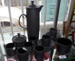 Mid-century Wedgwood black basalt coffee set
