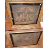 Two large 19th c. gilt framed colour prints titled "Saturday Evening and Sunday Morning"