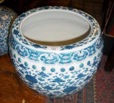 20th c. Chinese blue and white fish bowl