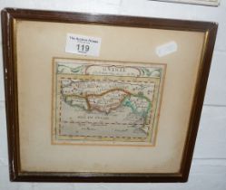 17th c. hand coloured map of GVINEE (Guinea) by Pierre Duval, 4" x 5"