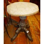 Victorian adjustable swivelling piano stool on heavily carved base