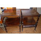 Two 19th c. rosewood two-tier tables, one with drawer, formerly a four-tier Regency whatnot