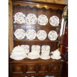 Small Edwardian 18th c. style oak dresser with two shelf plate rack above base with two drawers