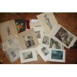 Folio of assorted works on paper, inc. etching by J. Jungtow, a large lithograph by Hans THONI (