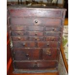 Victorian pine collector's or spice chest of 16 small drawers