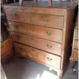 Georgian country oak chest of drawers on bracket feet