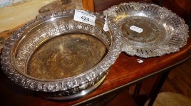 Silver plated wine coaster and dish