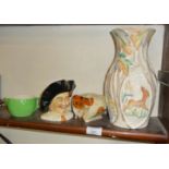 1930s Beswick ware vase, no.678, a Clarice Cliff sugar bowl, a Sylvac ware cavalier Toby jug and a