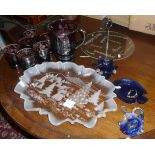 Assorted glassware, inc. a Waltherglas Christmas dish, lemonade set, modern glass cheeseboard, etc.