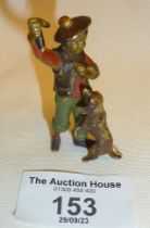 Cold painted bronze figure of boy and dog - approx. 5.5cm high