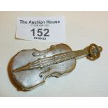 Victorian violin shaped Vesta with engraved inscription from the Prince of Wales pub, Brixton