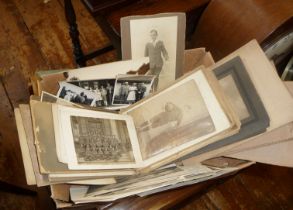 Victorian and Edwardian cabinet cards, postcards, old photos etc, some military, c. WW1