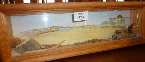 Beach diorama with watercolour painting backdrop by Anthony Campion of Rye