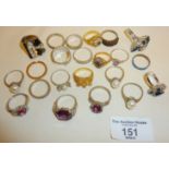 Assorted dress rings, some silver, etc.