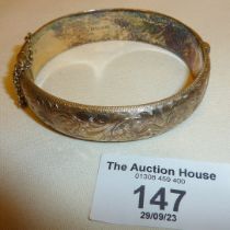 Vintage hallmarked silver hinged bracelet - approx. 23g