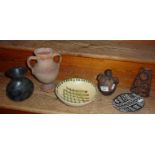 A Mexican Oaxaca pottery vase, an unusual South American glazed pottery of a rotund man in brown