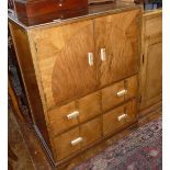 Art Deco walnut veneered cabinet with drawers under