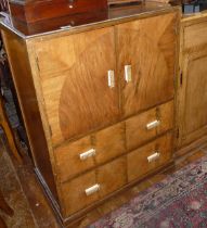 Art Deco walnut veneered cabinet with drawers under