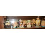 8 various china and pottery character jugs, inc. Royal Doulton Francis Drake, Melba Ware Falstaff