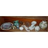 Miscellaneous china, pottery and glass (one shelf)
