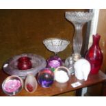 Glass paperweights, with other glassware