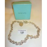 Heavy 925 Sterling silver Tiffany heart tag toggle necklace, approx. 43cm long and 65g (with